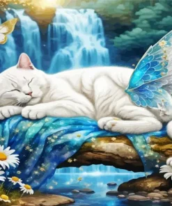 Fantasy Angel Cat Sleeping Diamond Painting