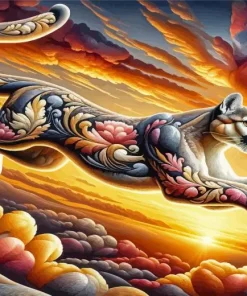 Floral Cougar Art Diamond Painting