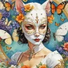 Girl Wearing A Cat Mask Diamond Painting