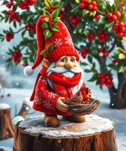 Gnome And Cardinal Diamond Painting