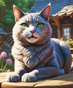 Grey Giant Cat Diamond Painting