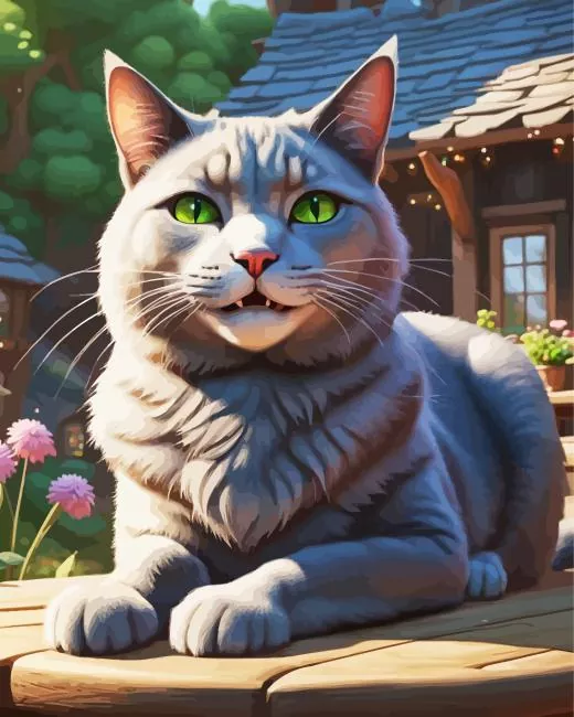 Grey giant cat Diamond By Numbers Grey Giant Cat Diamond Painting
