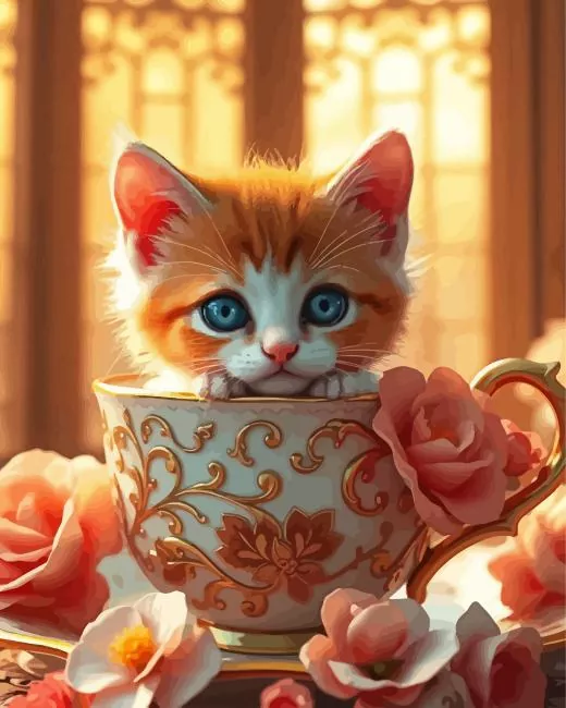 Kitty in a coffee cup Diamond Paintings Kitty In A Coffee Cup Diamond Painting