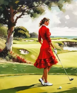 Lady Playing Golf Diamond Painting