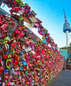 Love Lock Of Seoul Tower Diamond Painting