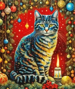 Merry Christmas Cat Diamond Painting