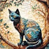 Mosaic Cat On Tree Diamond Painting