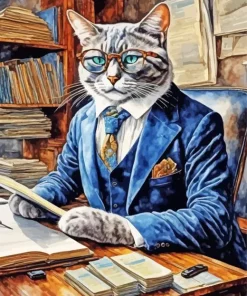 Mr Cat Wearing Glasses Diamond Painting