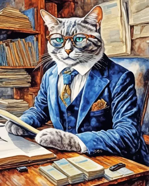 Mr Cat Wearing Glasses Diamond With Numbers Mr Cat Wearing Glasses Diamond Painting