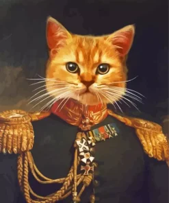 Orange Cat General Portrait Diamond Painting