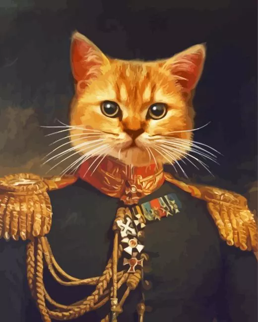 Orange Cat General Portrait Diamond By Numbers Orange Cat General Portrait Diamond Painting