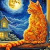 Orange Cat By Window Art Diamond Painting