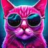 Pink Cat Wearing Black Glasses Diamond Painting