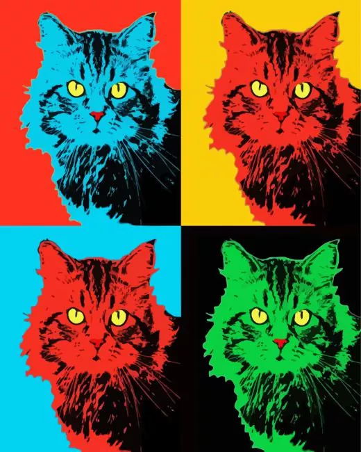 Pop Art Cats Diamond With Numbers Pop Art Cats Diamond Painting
