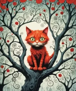 Rec Cat On Tree Diamond Painting