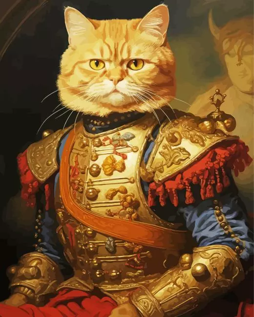 Renaissance Cat Portrait Diamond With Numbers Renaissance Cat Portrait Diamond Painting