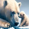 Sad Mother Polar Bear Diamond Painting