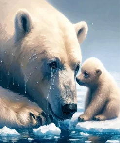 Sad Mother Polar Bear Diamond Painting