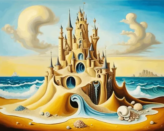 Sand castle by the sea Diamond Paintings Sand Castle By The Sea Diamond Painting