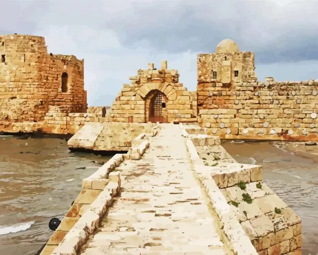 Sidon Sea Castle In Lebanon Diamond Paintings Sidon Sea Castle In Lebanon Diamond Painting