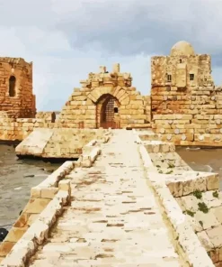 Sidon Sea Castle In Lebanon Diamond Painting