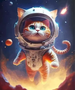 Space Astronaut Cat Diamond Painting