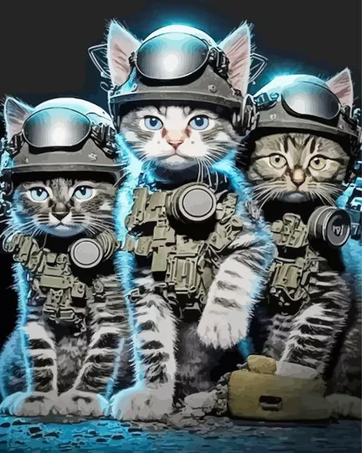 The Army Cats Diamond With Numbers The Army Cats Diamond Painting