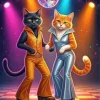 Two Cats Dancing In Disco Diamond Painting