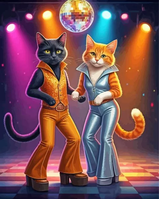 Two Cats Dancing In Disco Diamond Paintings Two Cats Dancing In Disco Diamond Painting