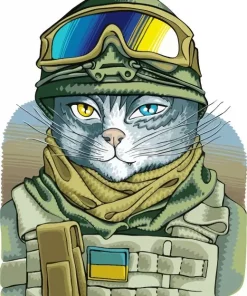 Ukrainian Military Cat Diamond Painting
