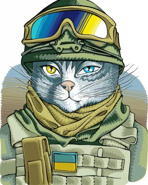 Ukrainian Military Cat Diamond Paintings Ukrainian Military Cat Diamond Painting