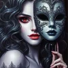 Vampire Girl In Carnival Mask Diamond Painting