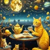 Yellow Cat Drinking Team Diamond Painting