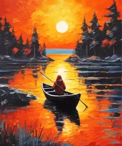 Aesthetic Girl In Boat Art Diamond Painting