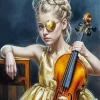 Aesthetic Girl With Violin Diamond Painting