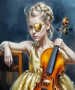 Aesthetic Girl With Violin Diamond Painting