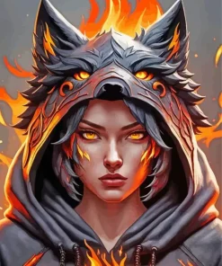 Aesthetic Girl With Wolf Diamond Painting