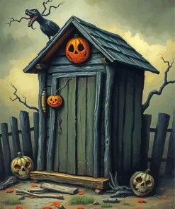Aesthetic Scary Outhouse Art Diamond Painting