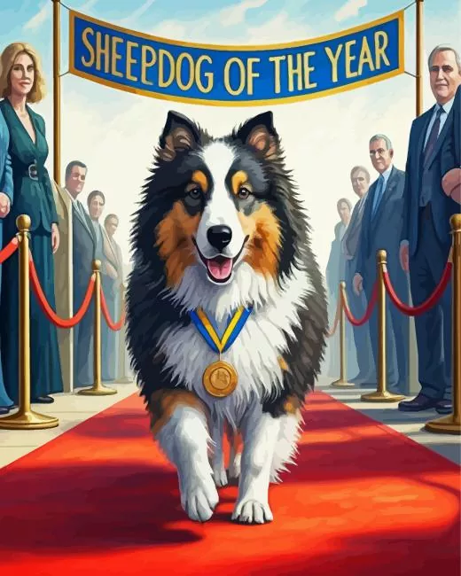 aesthetic sheep dog art Diamond With Numbers Aesthetic Sheep Dog Art Diamond Painting