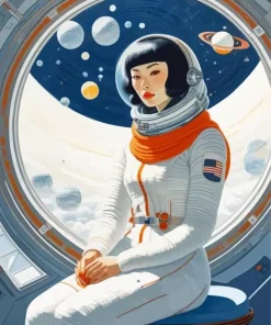 Asian Girl Astronaut Diamond Painting