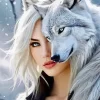 Blonde Girl With A Wolf Diamond Painting
