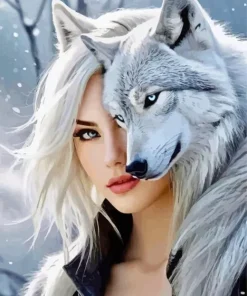 Blonde Girl With A Wolf Diamond Painting