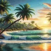Caribbean Beach At Sunrise Diamond Painting