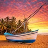 Caribbean Fishing Boat At Sunset Diamond Painting