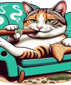 Cartoon Cat Smoking Diamond Painting