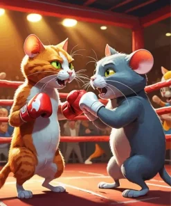 Cartoon Cats Fighting Diamond Painting