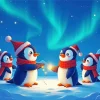 Cartoon Christmas Penguins Diamond Painting