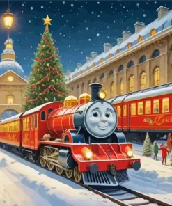 Cartoon Christmas Train Diamond Painting