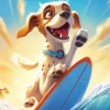 Cartoon Dog Surfing Diamond Painting