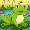 Cartoon Frog On A Lily Pad Diamond Painting